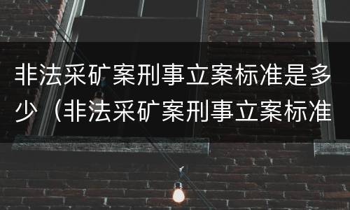 非法采矿案刑事立案标准是多少（非法采矿案刑事立案标准是多少钱）