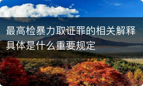 最高检暴力取证罪的相关解释具体是什么重要规定