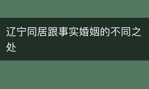辽宁同居跟事实婚姻的不同之处