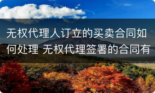 无权代理人订立的买卖合同如何处理 无权代理签署的合同有效吗