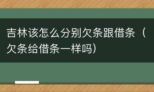 吉林该怎么分别欠条跟借条（欠条给借条一样吗）