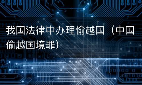 我国法律中办理偷越国（中国偷越国境罪）