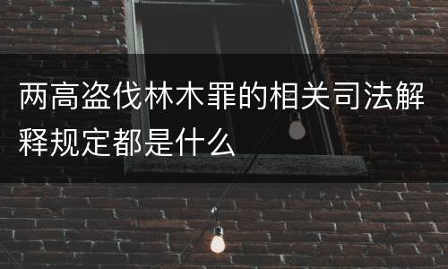 两高盗伐林木罪的相关司法解释规定都是什么