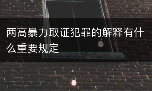 两高暴力取证犯罪的解释有什么重要规定
