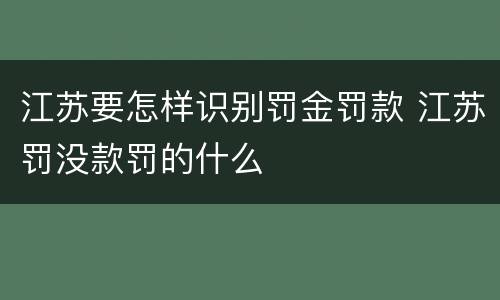 江苏要怎样识别罚金罚款 江苏罚没款罚的什么