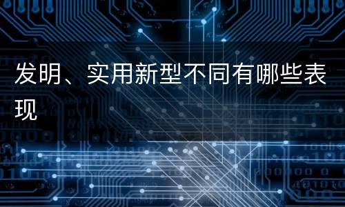 发明、实用新型不同有哪些表现