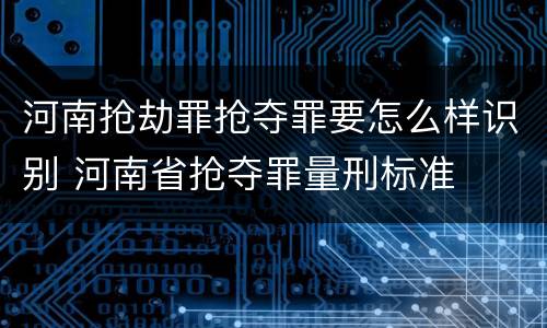 河南抢劫罪抢夺罪要怎么样识别 河南省抢夺罪量刑标准