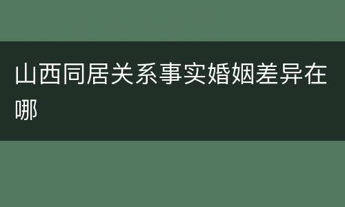 山西同居关系事实婚姻差异在哪