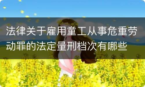 法律关于雇用童工从事危重劳动罪的法定量刑档次有哪些