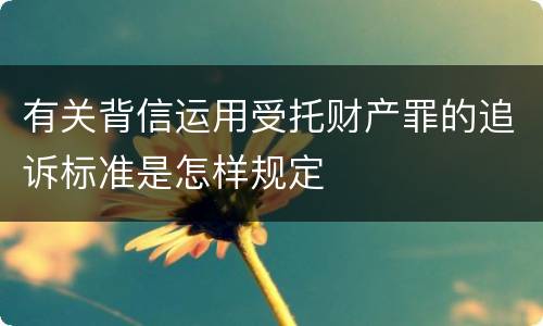 有关背信运用受托财产罪的追诉标准是怎样规定