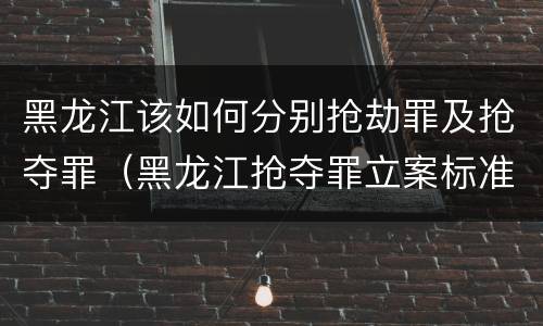 黑龙江该如何分别抢劫罪及抢夺罪（黑龙江抢夺罪立案标准）