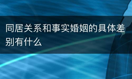 同居关系和事实婚姻的具体差别有什么