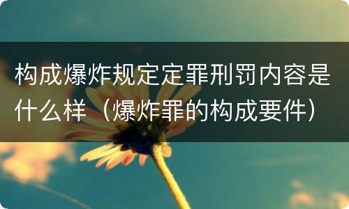 构成爆炸规定定罪刑罚内容是什么样（爆炸罪的构成要件）