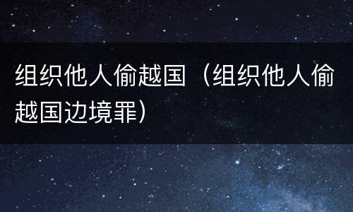 组织他人偷越国（组织他人偷越国边境罪）