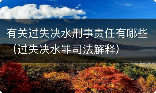 有关过失决水刑事责任有哪些（过失决水罪司法解释）