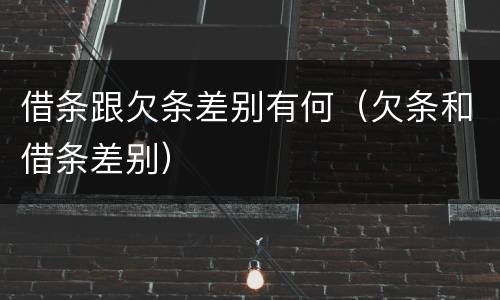 借条跟欠条差别有何（欠条和借条差别）