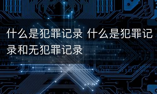 什么是犯罪记录 什么是犯罪记录和无犯罪记录