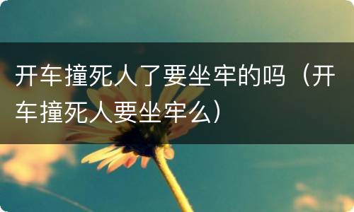 开车撞死人了要坐牢的吗（开车撞死人要坐牢么）