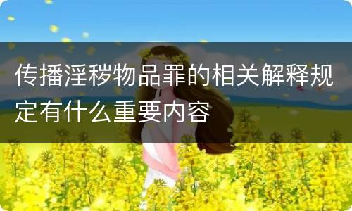 传播淫秽物品罪的相关解释规定有什么重要内容