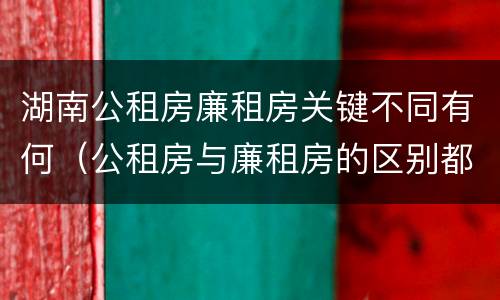 湖南公租房廉租房关键不同有何（公租房与廉租房的区别都在此,别再搞错了!）
