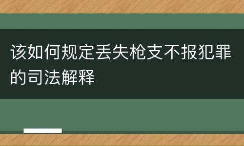 该如何规定丢失枪支不报犯罪的司法解释