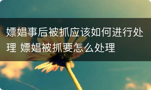 嫖娼事后被抓应该如何进行处理 嫖娼被抓要怎么处理