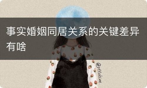 事实婚姻同居关系的关键差异有啥