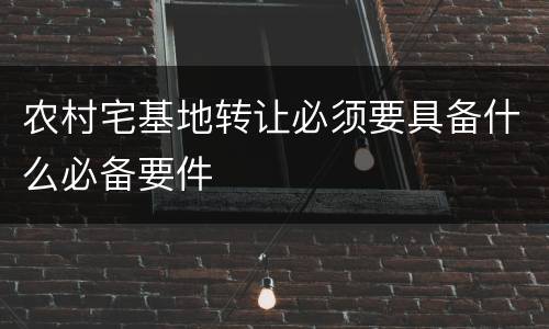 农村宅基地转让必须要具备什么必备要件
