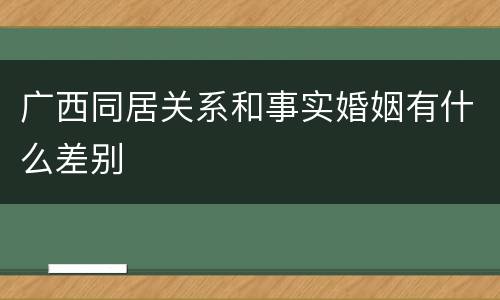 广西同居关系和事实婚姻有什么差别