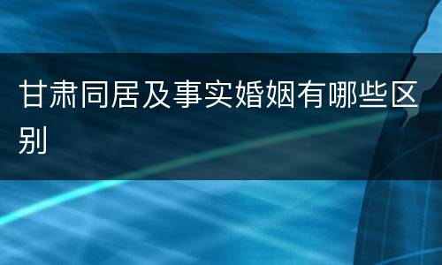 甘肃同居及事实婚姻有哪些区别