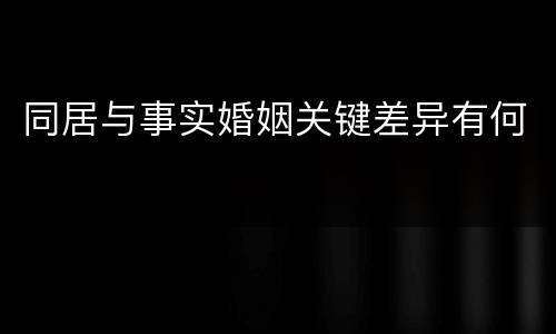 同居与事实婚姻关键差异有何