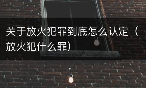 关于放火犯罪到底怎么认定（放火犯什么罪）