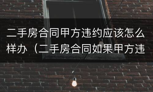 二手房合同甲方违约应该怎么样办（二手房合同如果甲方违约应该怎么办?）