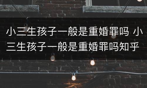 小三生孩子一般是重婚罪吗 小三生孩子一般是重婚罪吗知乎