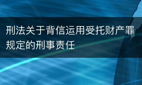 刑法关于背信运用受托财产罪规定的刑事责任