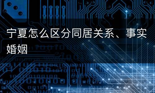 宁夏怎么区分同居关系、事实婚姻