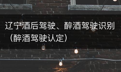 辽宁酒后驾驶、醉酒驾驶识别（醉酒驾驶认定）