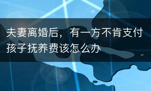 夫妻离婚后，有一方不肯支付孩子抚养费该怎么办