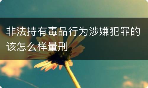 非法持有毒品行为涉嫌犯罪的该怎么样量刑