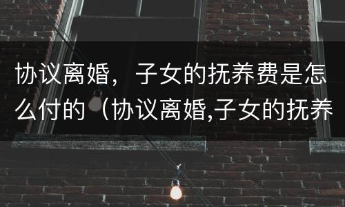 协议离婚，子女的抚养费是怎么付的（协议离婚,子女的抚养费是怎么付的呢）