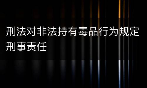 刑法对非法持有毒品行为规定刑事责任