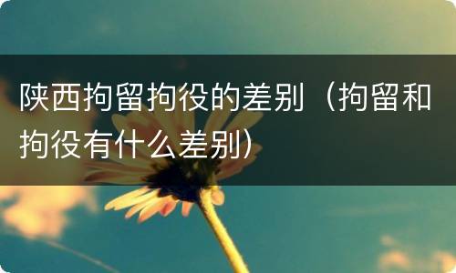 陕西拘留拘役的差别（拘留和拘役有什么差别）