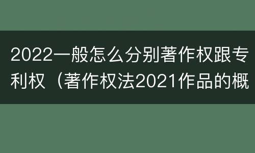 2022一般怎么分别著作权跟专利权（著作权法2021作品的概念）