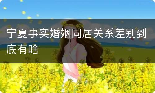 宁夏事实婚姻同居关系差别到底有啥