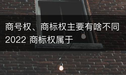 商号权、商标权主要有啥不同2022 商标权属于