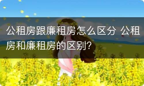 公租房跟廉租房怎么区分 公租房和廉租房的区别?