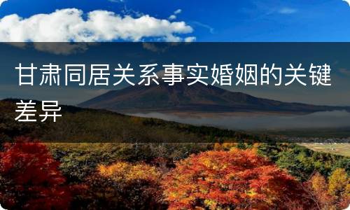 甘肃同居关系事实婚姻的关键差异