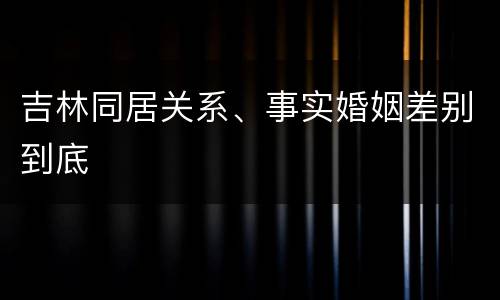 吉林同居关系、事实婚姻差别到底