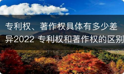 专利权、著作权具体有多少差异2022 专利权和著作权的区别