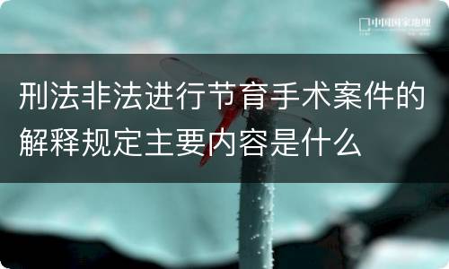 刑法非法进行节育手术案件的解释规定主要内容是什么